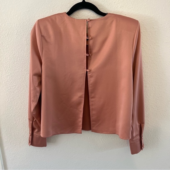 TOPSHOP Pink Satin Button Back Blouse Shirt Shiny - Picture 3 of 4
